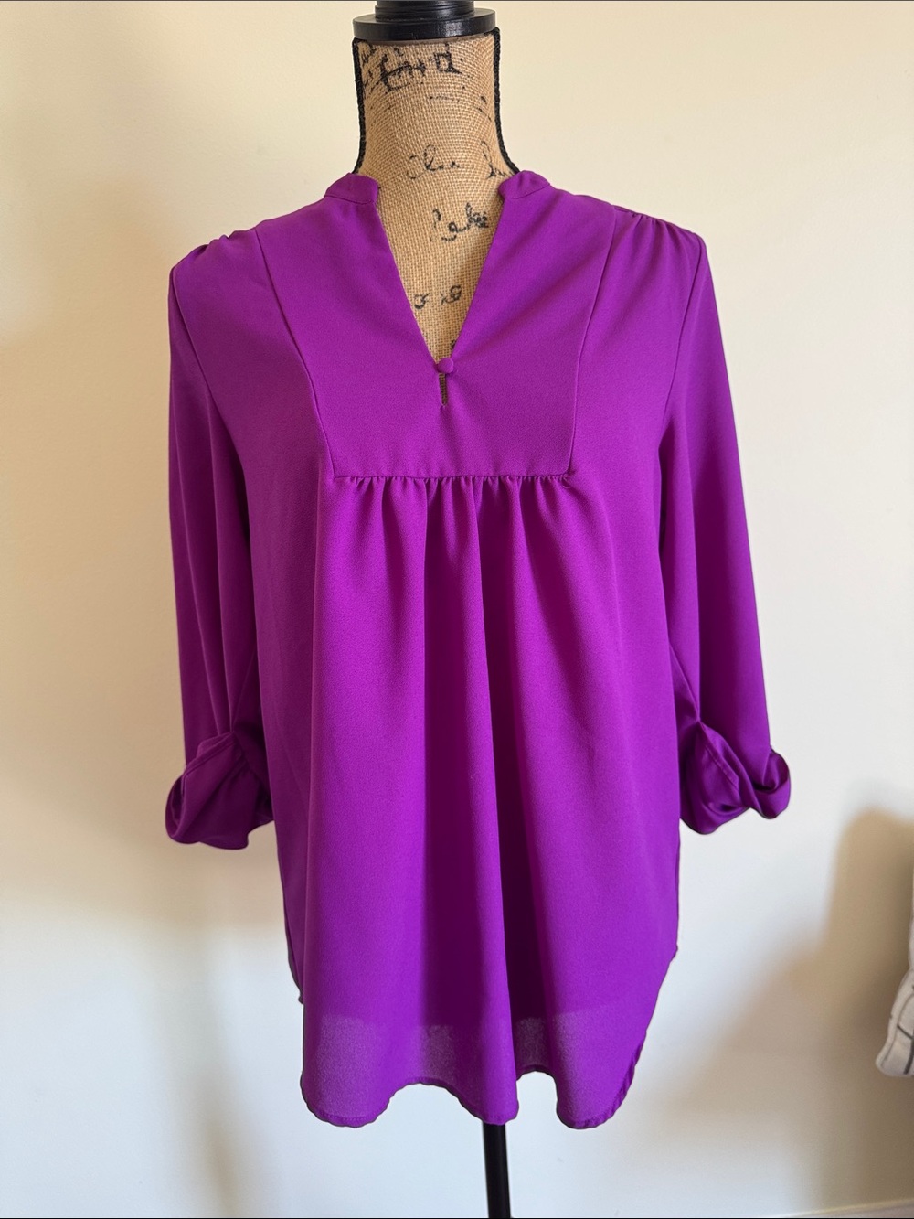 Brixon Ivy V-Slit Tunic Blouse in Vivid Purple